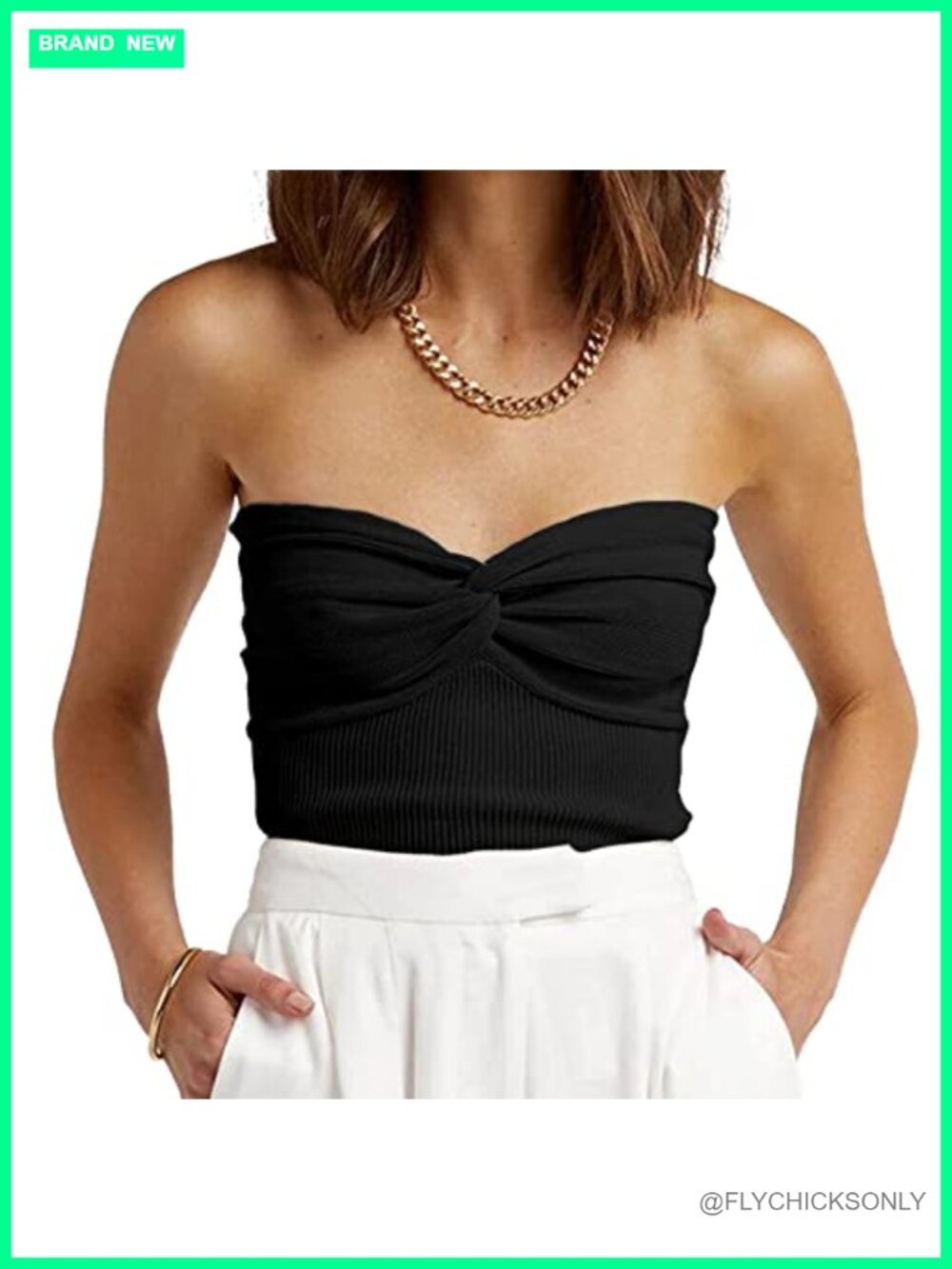 Ribbed Twist Knot Strapless Tube Top Sleeveless Crop Slim Fit Viscose